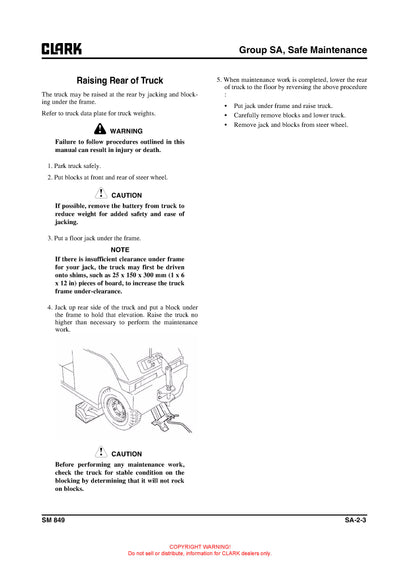 Clark SM-849 Forklift Service Repair Manual - PDF Download