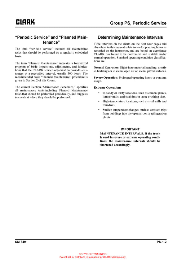 Clark SM-849 Forklift Service Repair Manual - PDF Download