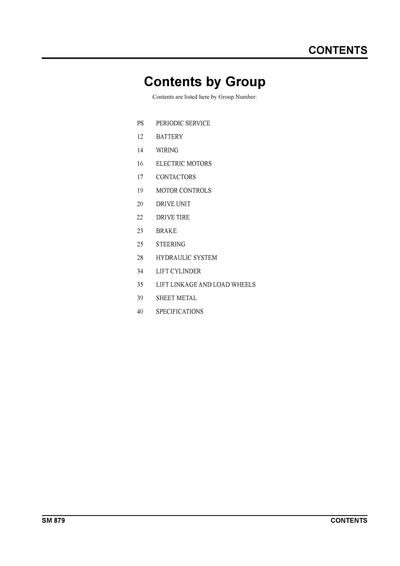 Clark SM-879 Forklift Service Repair Manual - PDF Download