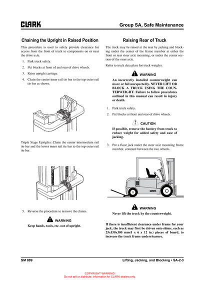 ClarkGEX 40/45/50 (SM-889) Forklift Service Repair Manual - PDF Download
