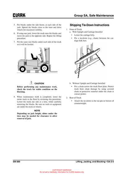 ClarkGEX 40/45/50 (SM-889) Forklift Service Repair Manual - PDF Download