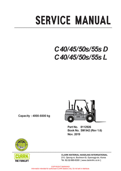 Clark SM-942 Forklift Service Repair Manual - PDF Download