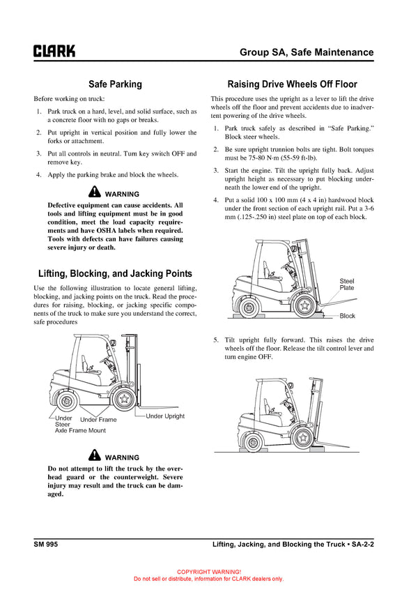 Clark SM-995 Forklift Service Repair Manual - PDF Download