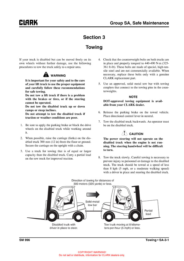 Clark SM-996 Forklift Service Repair Manual - PDF Download