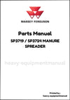 Massey Ferguson SP3719 / SP3724 MANURE SPREADER Parts Manual - Download PDF