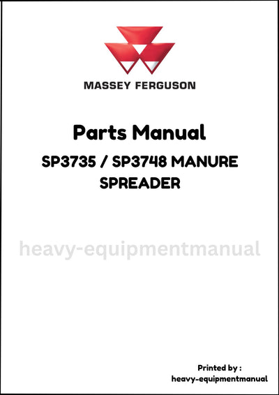 Massey Ferguson SP3735 / SP3748 MANURE SPREADER Parts Manual - Download PDF