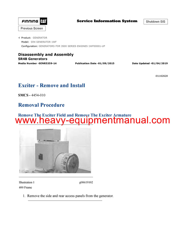 Download Caterpillar SR4 GENERATOR Service Repair Manual 1WF