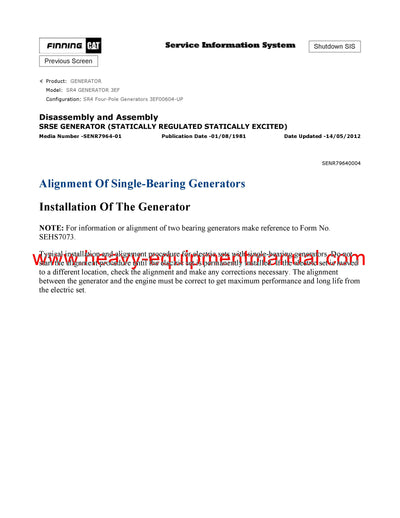 Download Caterpillar SR4 GENERATOR Service Repair Manual 3EF