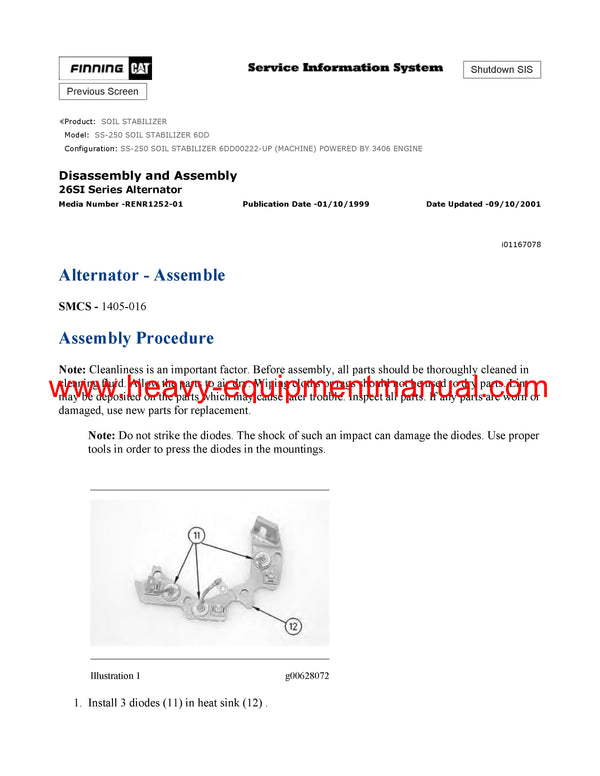 DOWNLOAD CATERPILLAR SS-250 SOIL STABILIZER SERVICE REPAIR MANUAL 6DD