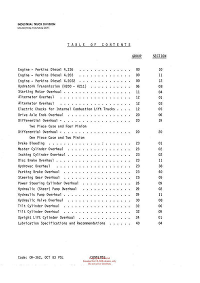 Clark Safe Maintenance (OH-362) Forklift Overhaul Manual - PDF Download