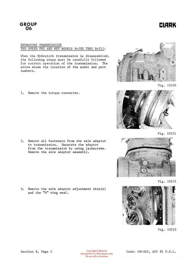 Clark Safe Maintenance (OH-362) Forklift Overhaul Manual - PDF Download