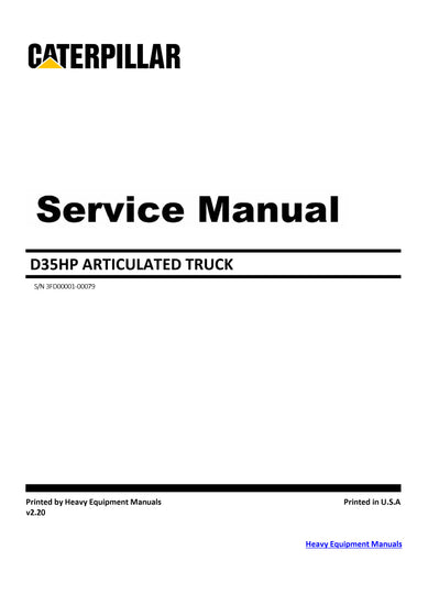 Download Caterpillar D35HP ARTICULATED TRUCK Service Repair Manual 3FD