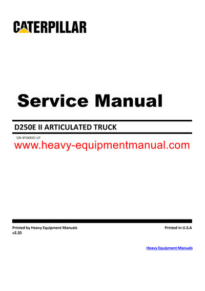 Download Caterpillar D250E II ARTICULATED TRUCK Service Repair Manual 4PS