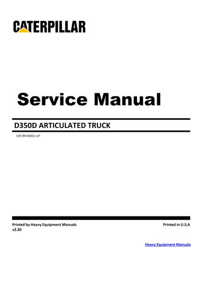 Download Caterpillar D350D ARTICULATED TRUCK Service Repair Manual 9RF