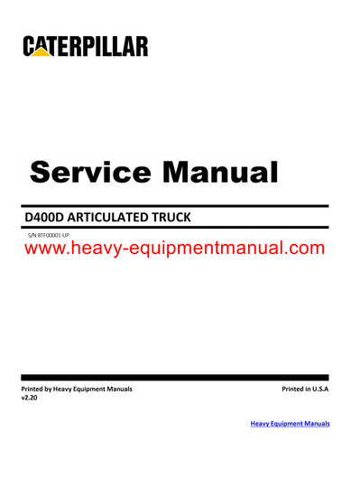 Download Caterpillar D400D ARTICULATED TRUCK Service Repair Manual 8TF