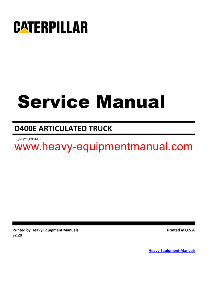 Download Caterpillar D400E ARTICULATED TRUCK Service Repair Manual 2YR