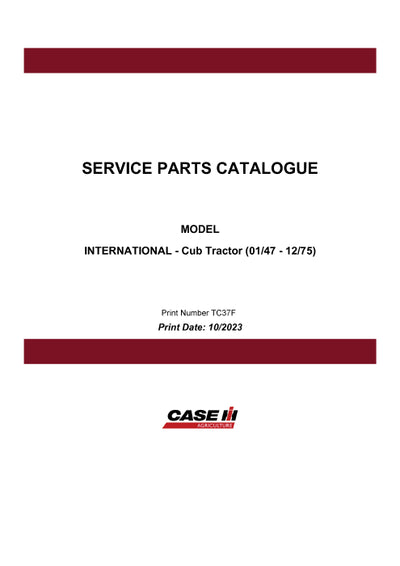 Case IH INTERNATIONAL Cub Tractor Parts Manual TC37F
