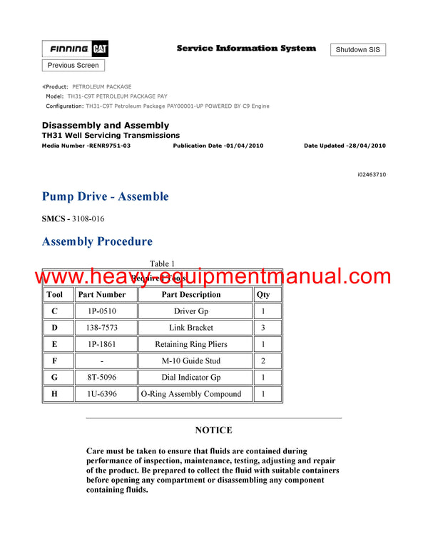 DOWNLOAD CATERPILLAR TH31-C9T PETROLEUM PACKAGE SERVICE REPAIR MANUAL PAY