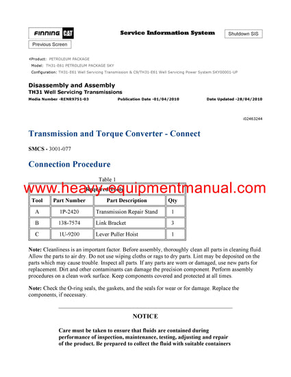 DOWNLOAD CATERPILLAR TH31-E61 PETROLEUM PACKAGE SERVICE REPAIR MANUAL SKY