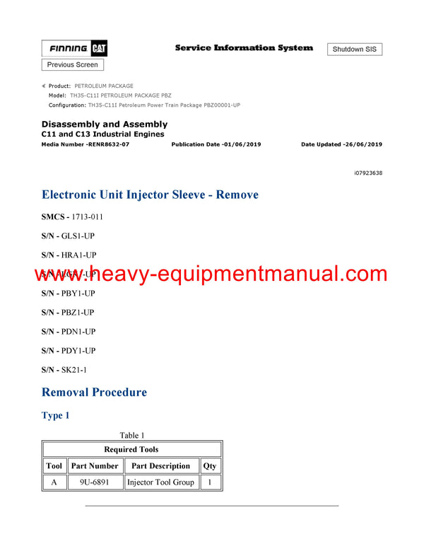 DOWNLOAD CATERPILLAR TH35-C11I PETROLEUM PACKAGE SERVICE REPAIR MANUAL PBZ