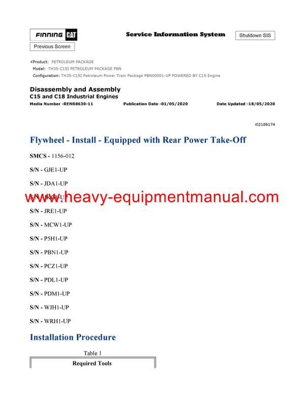 DOWNLOAD CATERPILLAR TH35-C15I PETROLEUM PACKAGE SERVICE REPAIR MANUAL PBN