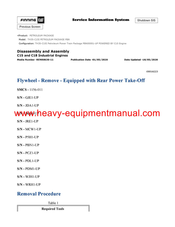 DOWNLOAD CATERPILLAR TH35-C15I PETROLEUM PACKAGE SERVICE REPAIR MANUAL PBN