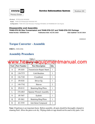 DOWNLOAD CATERPILLAR TH48-E70 PETROLEUM PACKAGE SERVICE REPAIR MANUAL PKY