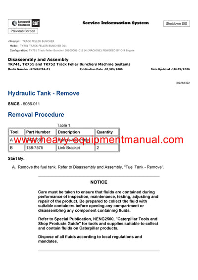 DOWNLOAD CATERPILLAR TK751 TRACK FELLER BUNCHER SERVICE REPAIR MANUAL 301