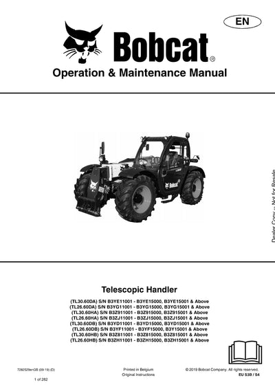 Bobcat TL2660 TL3060 Telescopic Handler Operation And Maintenance Manual - PDF Download