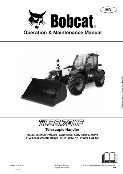 Bobcat TL3870 Telescopic Handler (7311030) Operation And Maintenance Manual - PDF Download