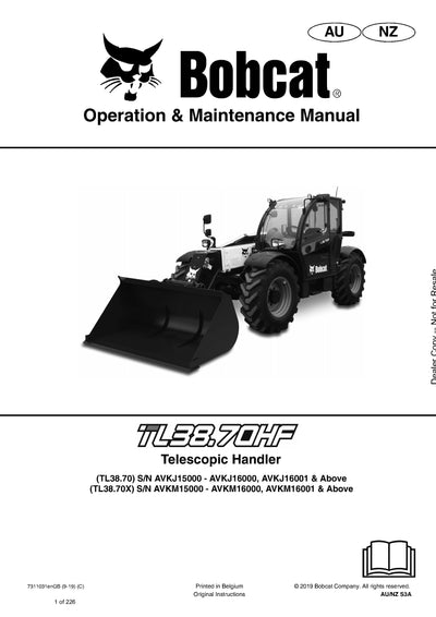 Bobcat TL3870 Telescopic Handler Operation And Maintenance Manual - PDF Download