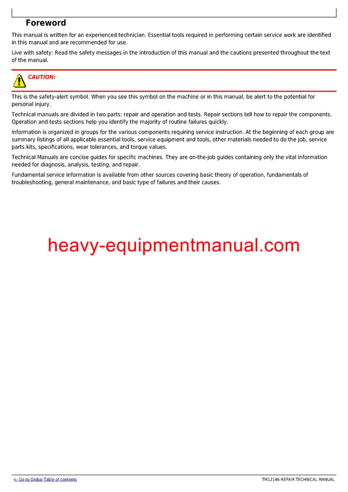 John Deere 870G, 870GP, 872G, 872GP Motor Grader Technical Service Repair Manual TM12146