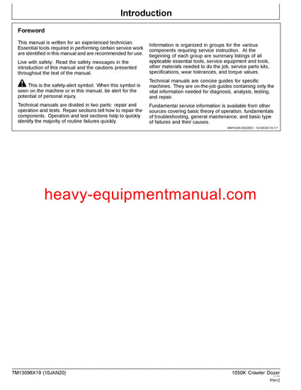John Deere 1050K Crawler Operation & Test Manual TM13096X19