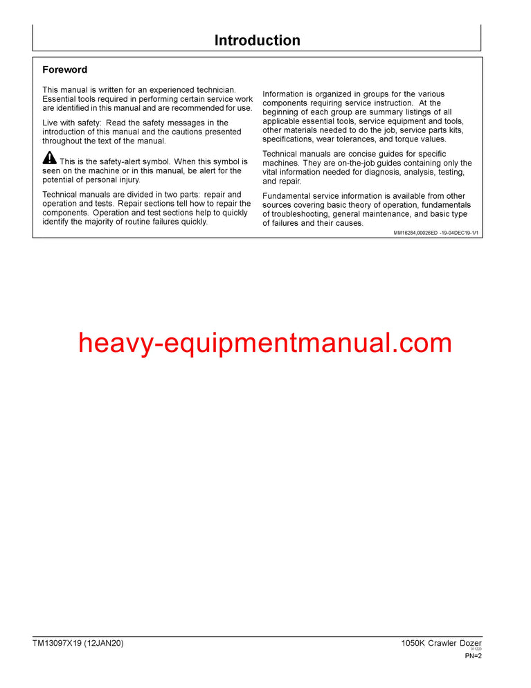 PDF John Deere 1050K Crawler Dozer Service Technical Manual TM13097X19