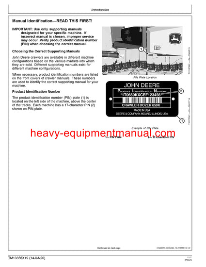  John Deere 550K 650K Crawler Operation and Test Service Manual TM13356X19