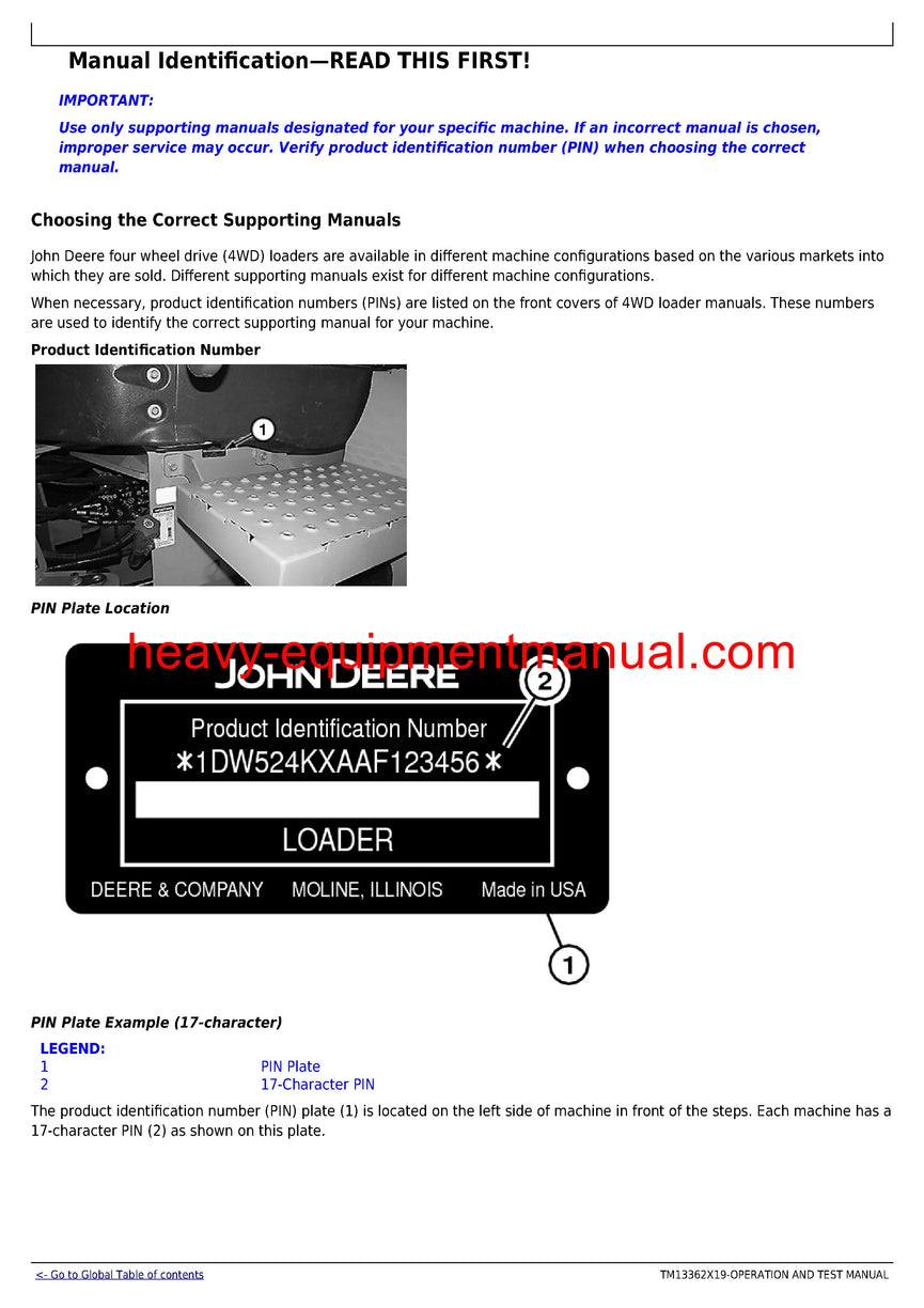 John Deere 524K 4WD Wheel Loader Operation and Test Service Manual TM13362X19
