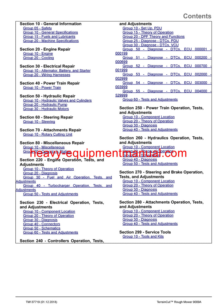 Download John Deere 9009A Terraincut Rough Mower Service Technical Manual TM137719