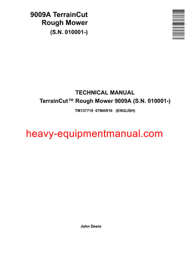  Download John Deere 9009A Terraincut Rough Mower Service Technical Manual TM137719