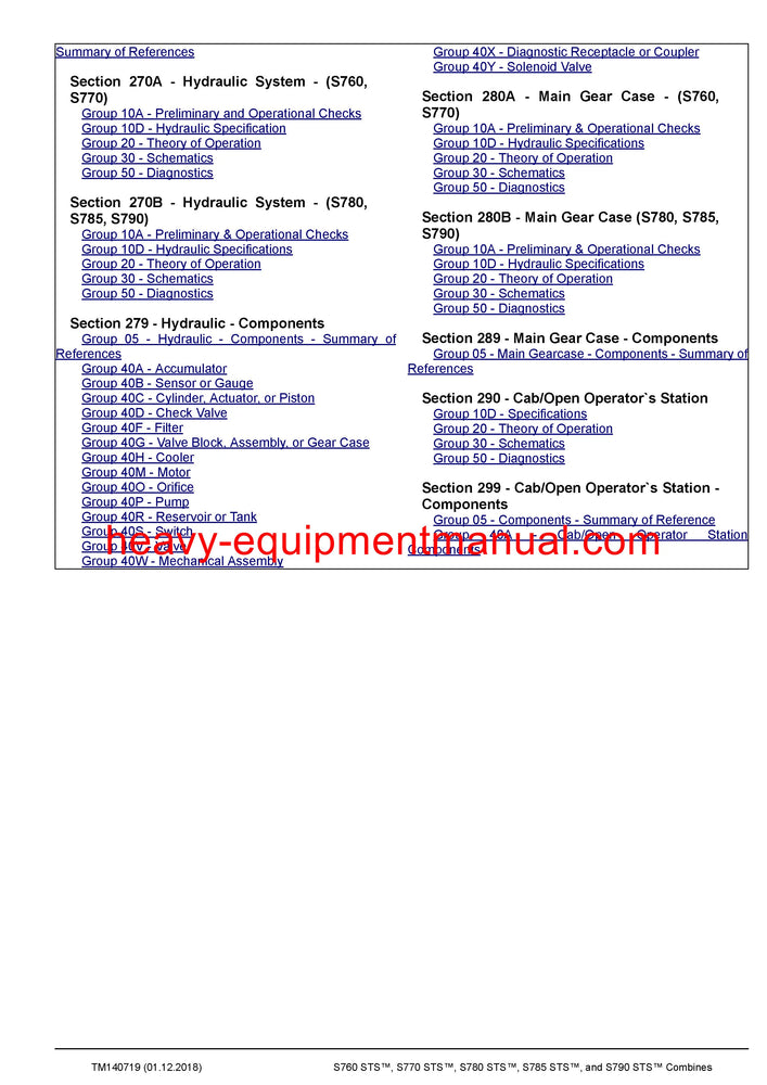 Download John Deere S760, S770, S780, S785, S790 STS Combine Diagnostic Technical Manual TM140719