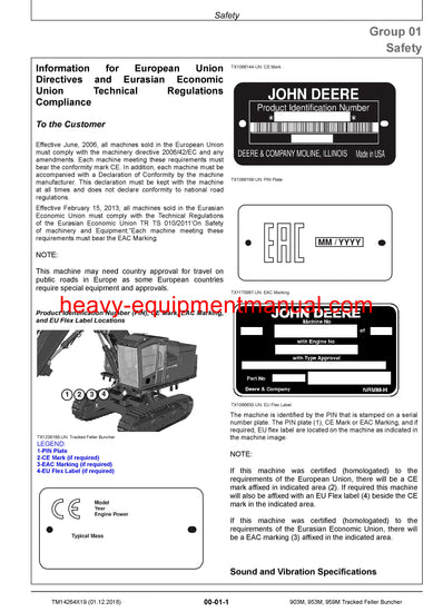  Download John Deere 903M, 953M, 959M Tracked Feller Buncher Service Repair Manual TM14264X19