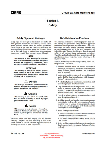 Clark TMX 12-25 EPX 16-20s (SM-715) Forklift Service Repair Manual - PDF Download