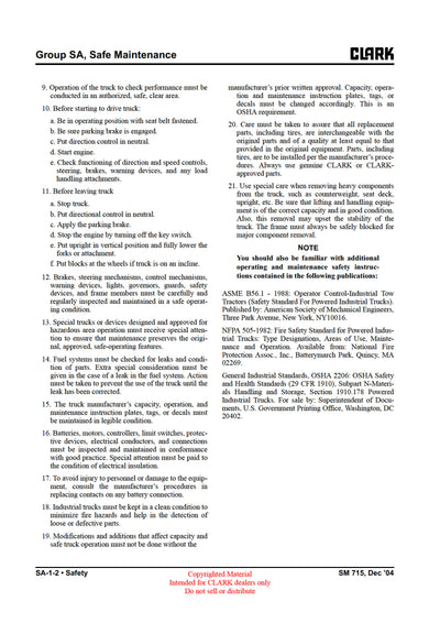 Clark TMX 12-25 EPX 16-20s (SM-715) Forklift Service Repair Manual - PDF Download