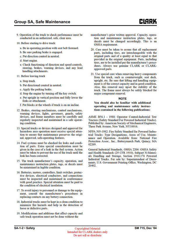 Clark TMX 12-25 EPX 16-20s (SM-715) Forklift Service Repair Manual - PDF Download