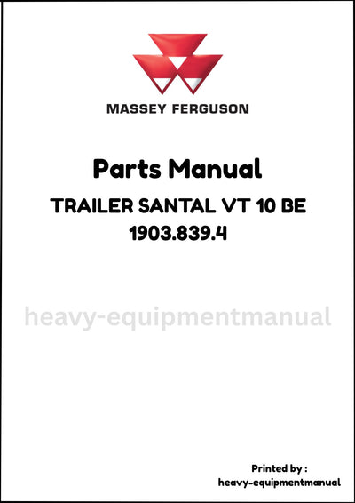 Massey Ferguson TRAILER SANTAL VT 10 BE 1903.839.4 Parts Manual - Download PDF