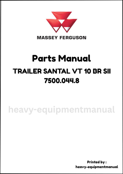 Massey Ferguson TRAILER SANTAL VT 10 BR SII 7500.044.8 Parts Manual - Download PDF