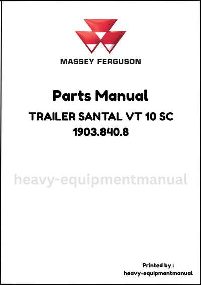 Massey Ferguson TRAILER SANTAL VT 10 SC 1903.840.8 Parts Manual - Download PDF