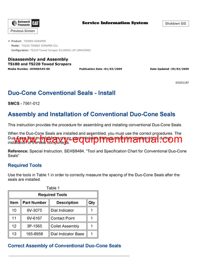 DOWNLOAD CATERPILLAR TS220 TOWED SCRAPER SERVICE REPAIR MANUAL E1L