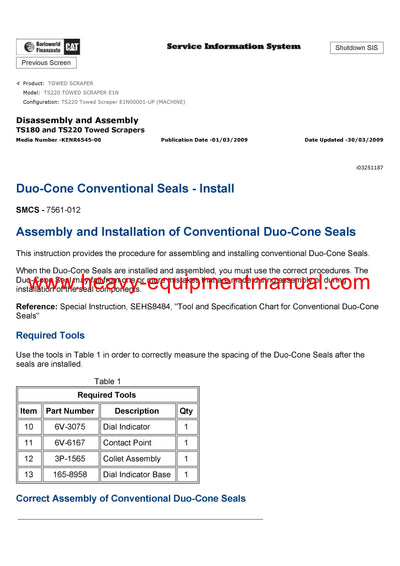 DOWNLOAD CATERPILLAR TS220 TOWED SCRAPER SERVICE REPAIR MANUAL E1N