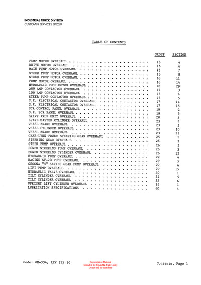 Clark TW 20 40 (OH-334) Forklift Overhaul Manual - PDF Download