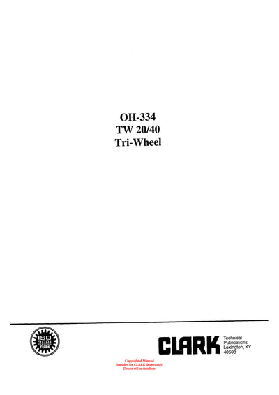 Clark TW 20 40 (OH-334) Forklift Overhaul Manual - PDF Download